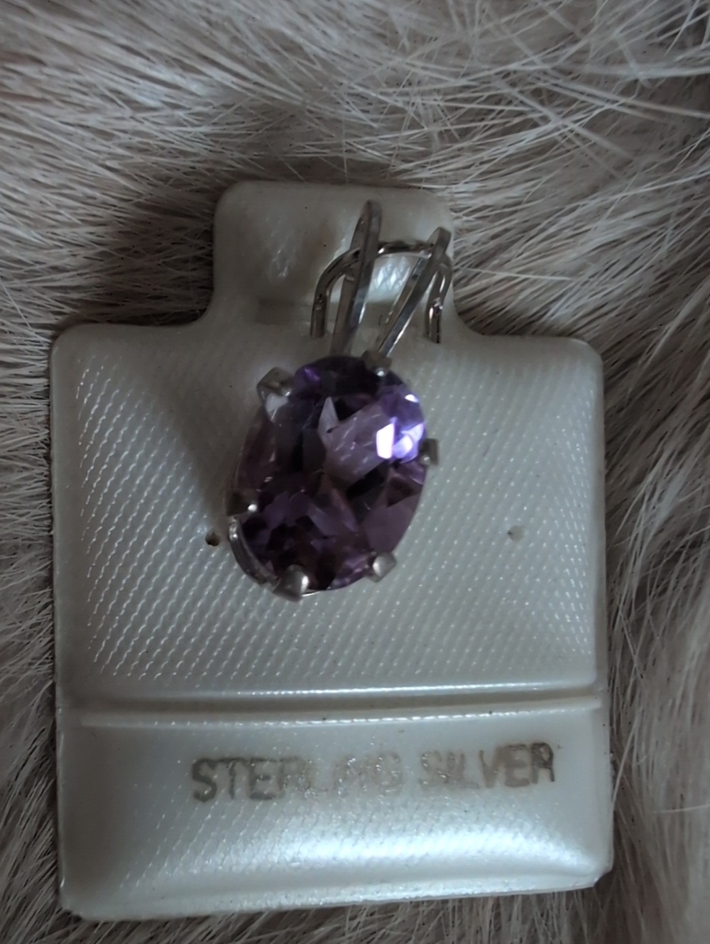 NWT Sterling Silver Purple Amethyst Oval Pendant